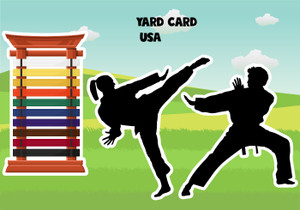 yard card rental wholesale, letters,  yard card supply, yard card wholesale, yard card, yard signs, birthday yard signs, lawn letters, lawn greetings, birthday lawn signs, karate, black belt, sports