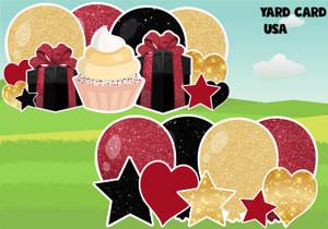 birthday lawn sign, yard signs, birthday yard signs, lawn letters, yard card rental wholesale, birthday sign rentals, yard card supply, yard card wholesale, yard card supplier, yard cards, lawn cards, lawn greetings, gifts, gold glitter, black glitter, red glitter