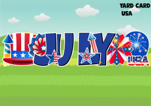 4th of July, july 4th lawn sign, yard signs, birthday yard signs, lawn letters, yard card rental wholesale, birthday sign rentals, yard card supply, yard card wholesale, yard card supplier, yard cards, lawn cards, lawn greetings, gifts, gold glitter, black glitter, red glitter