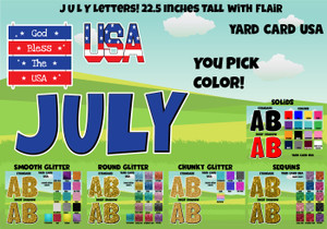 july 4th, yard signs, birthday yard signs, lawn letters, yard card rental wholesale, birthday sign rentals, yard card supply, yard card wholesale, yard card supplier, yard cards, lawn cards, lawn greetings, gifts, gold glitter, black glitter, red glitter