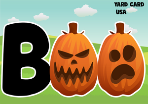 Boo, Halloween, pumpkin, mummy, skeleton, yard card rental wholesale, letters,  yard card supply, yard card wholesale, yard card, yard signs, birthday yard signs, lawn letters, lawn greetings, birthday lawn signs, karate, black belt, sports