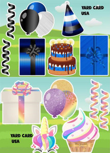Pastel Colored Balloons and Streamers Yard Card Flair Set