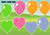 purple, orange, green, blue, balloons, hearts, girl