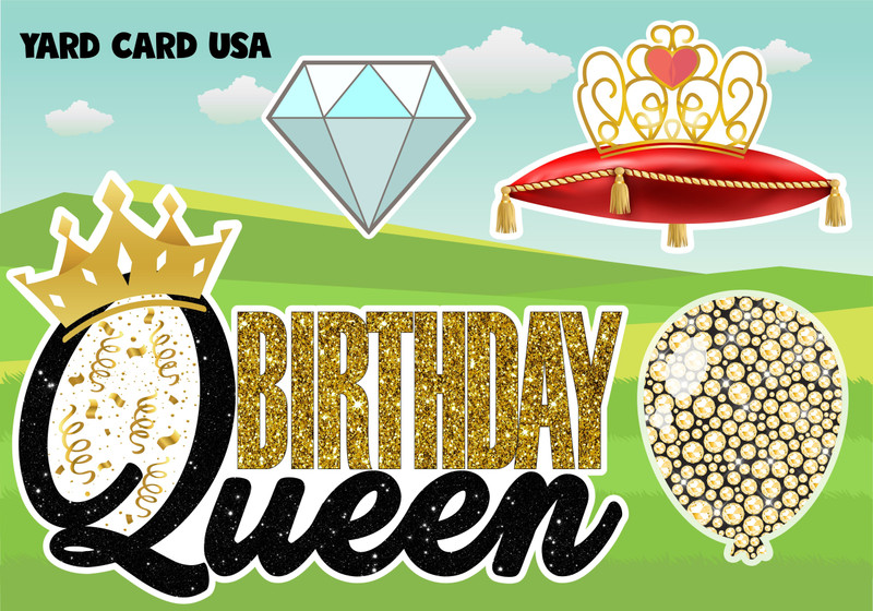 Birthday queen, yardcardusa, yard card usa, yardcard, yardcardsupply, yard card supply, yard card wholesale, yard card rental business, yard card retail, yard card wholesaler, birthday yard signs, birthday lawn signs, birthday signs, birthday letter signs, yard card supplier, yard card wholesaler, double signs, birthday, turquoise, gold, birthday, gifts, balloons,  yard card sign, fast flair, fast flash, ez flash, ez flair