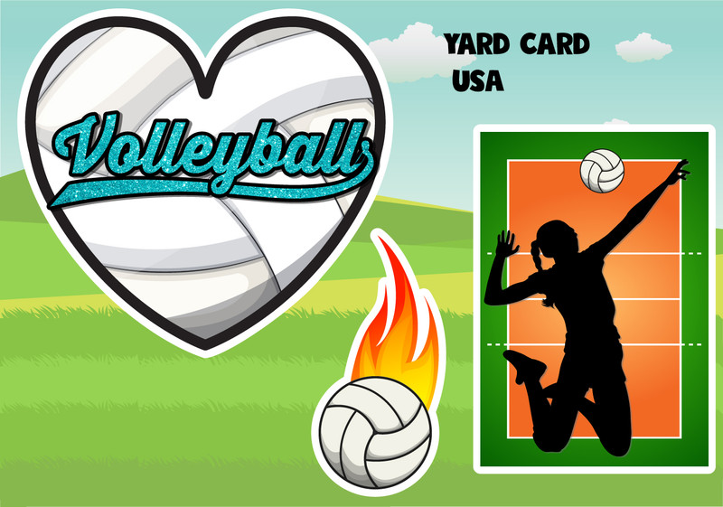 yard card, yard signs, birthday yard signs, lawn letters, lawn greetings, birthday lawn signs, volleyball, sports, court