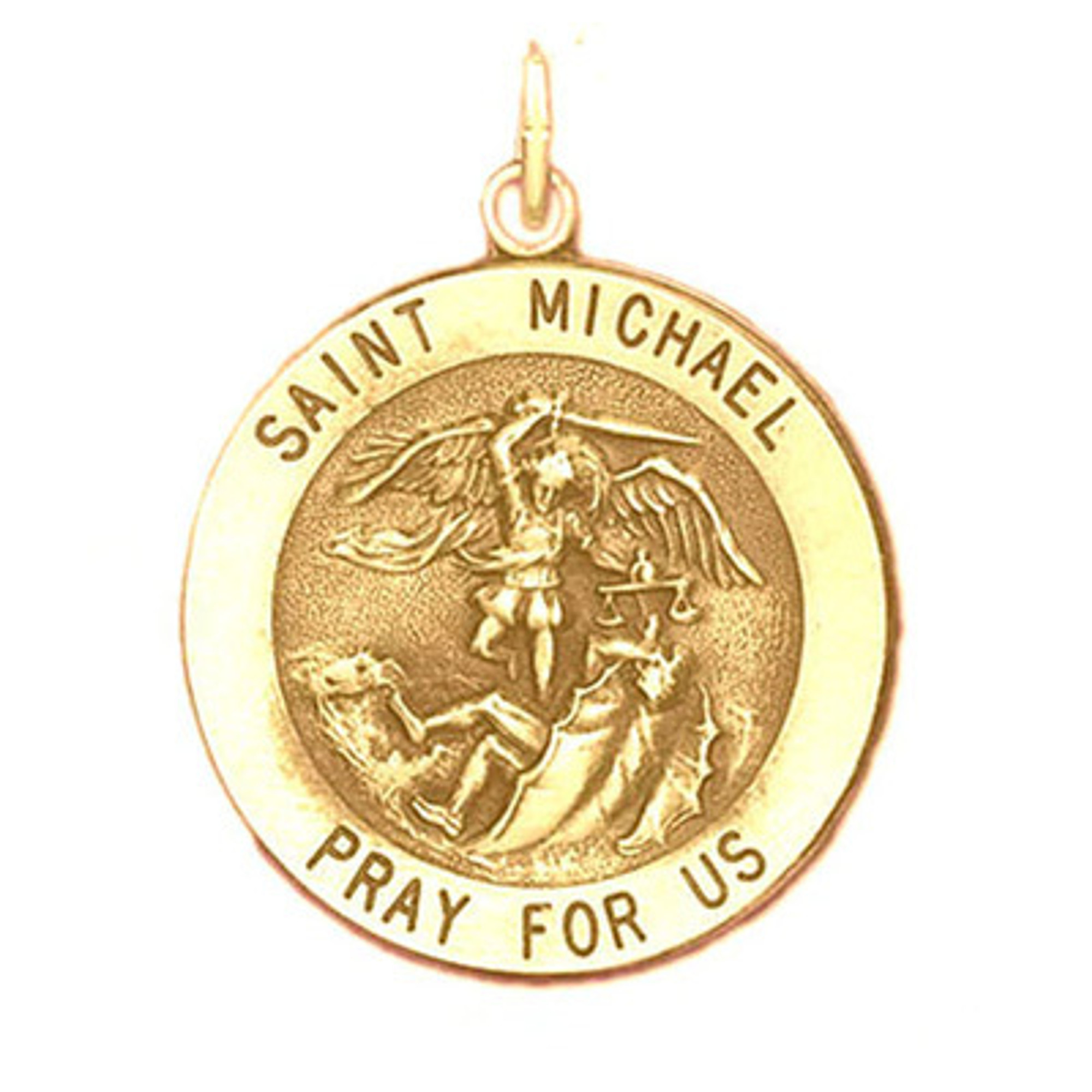 14k Yellow Gold Saint Michael Medals Pendants (Charms) | Sarraf.com