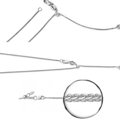 14k White Gold Adjustable Chains 