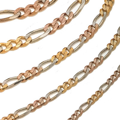 Figaro Mariner Tri color Chains 14k 