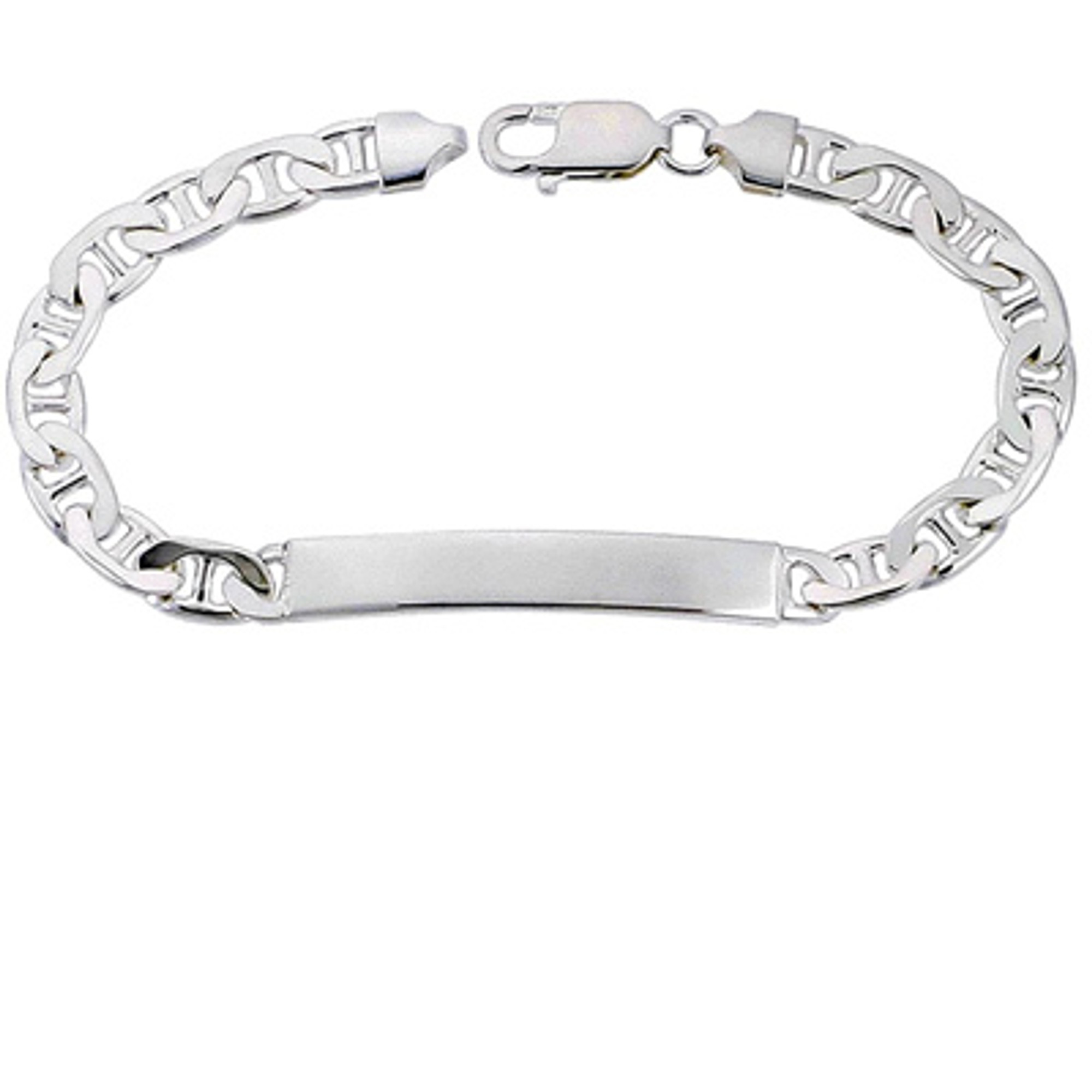 Sizes 7-9 inch Sterling Silver Italian ID Bracelet Mariner Link 3/8 inch Wide Nickel Free Sizes 7-9 inch Sterling Silver Italian ID Bracelet Mariner Link 3/8 inch Wide Nickel Free