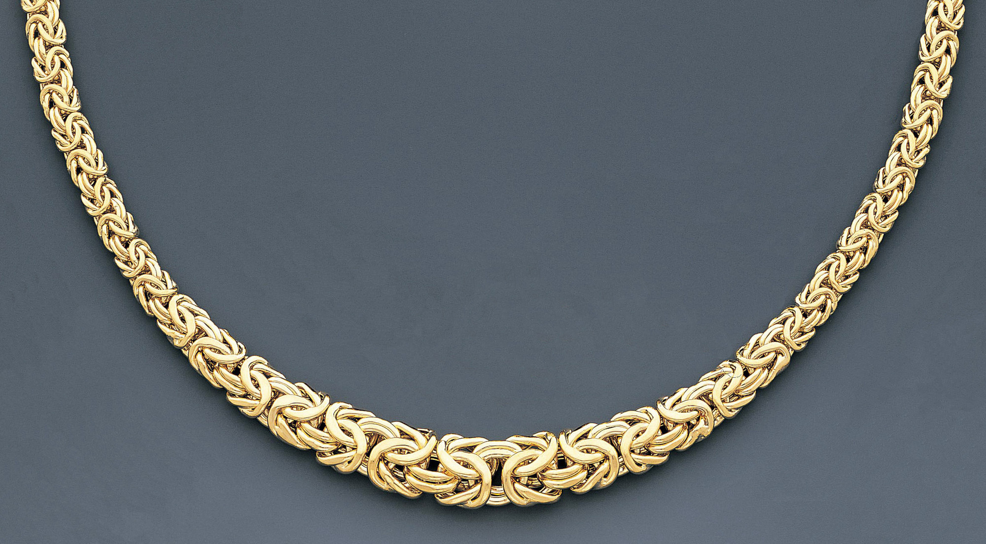 14k Gold 16mm-7mm Tapered Byzantine 