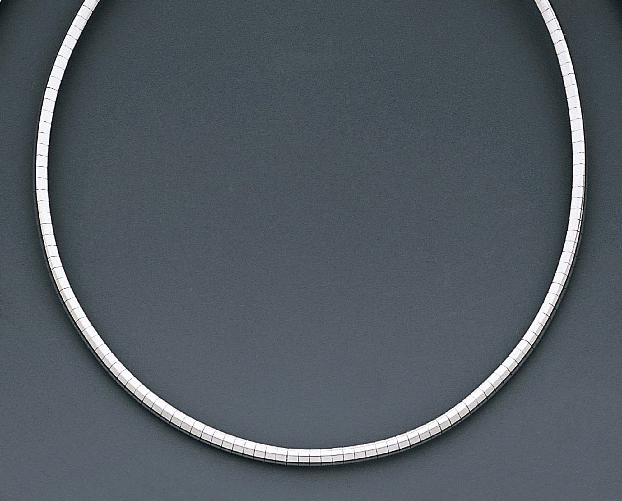 14k White Gold 2mm Domed Omega Necklace 