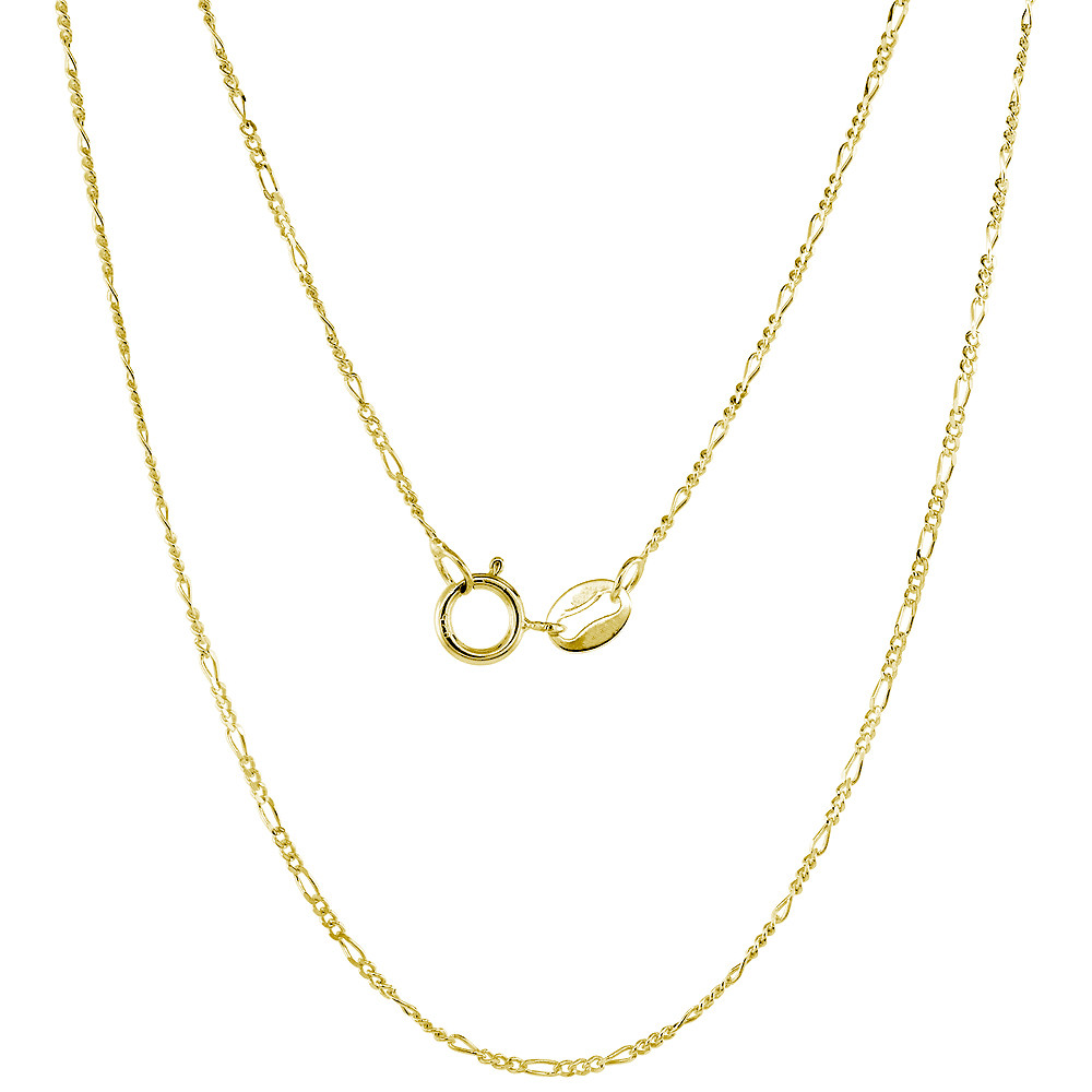 14k Gold 1.3mm Figaro Chain 30 Inches 