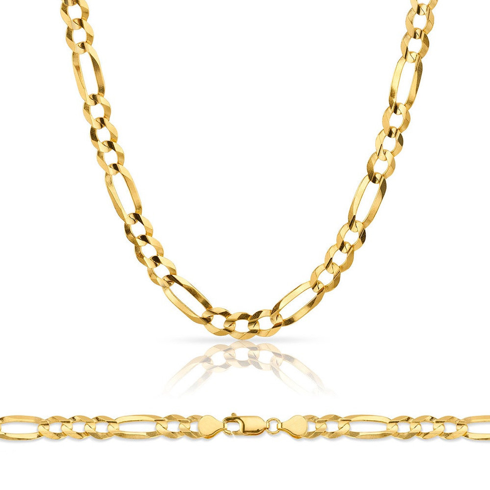 14k Gold 8mm Open Figaro Chain 22 