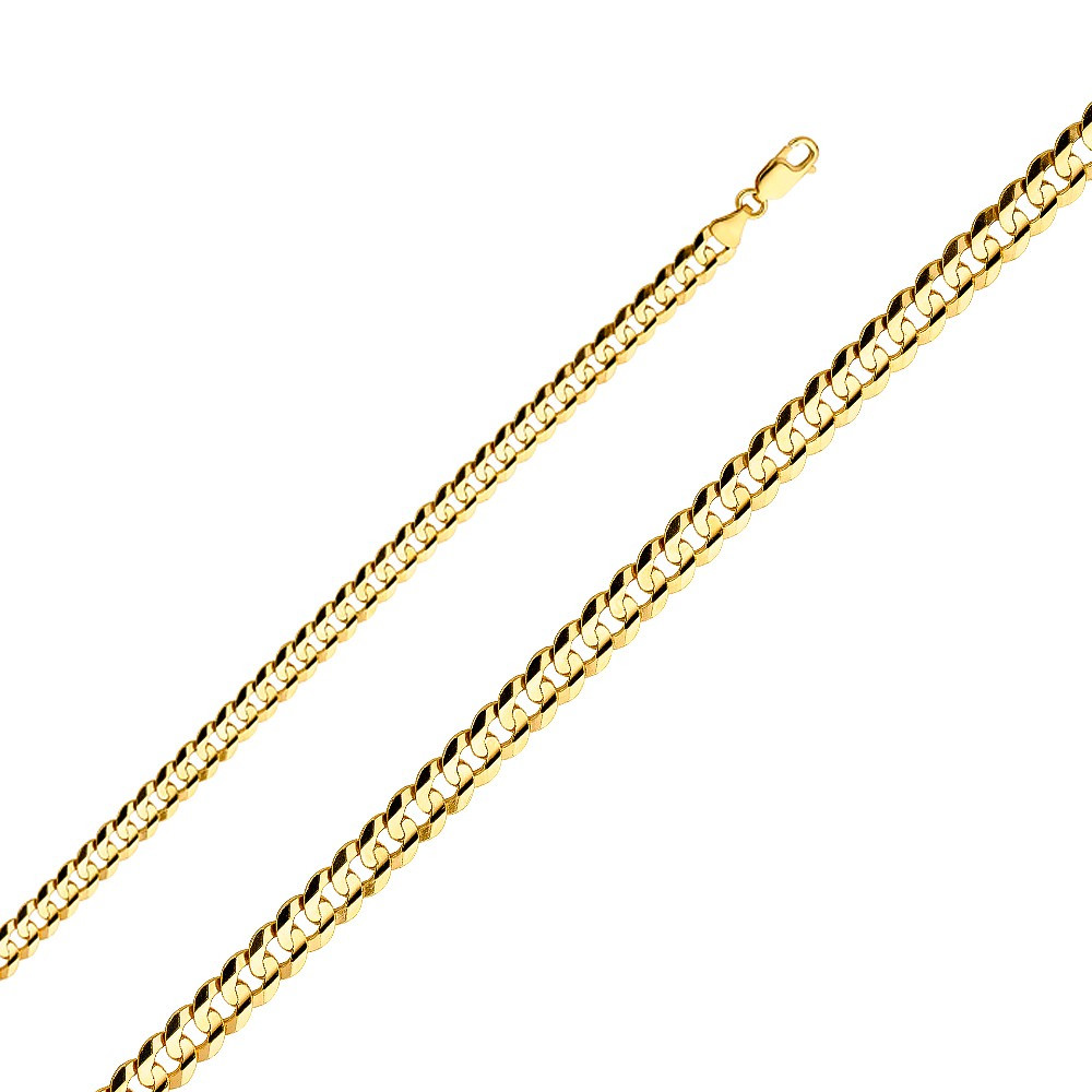 14k Gold 7mm Flat Curb Chain 24 Inches 