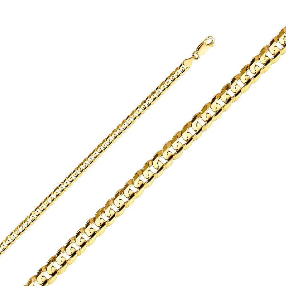 14k Gold 5mm Flat Curb Chain 20 Inches 