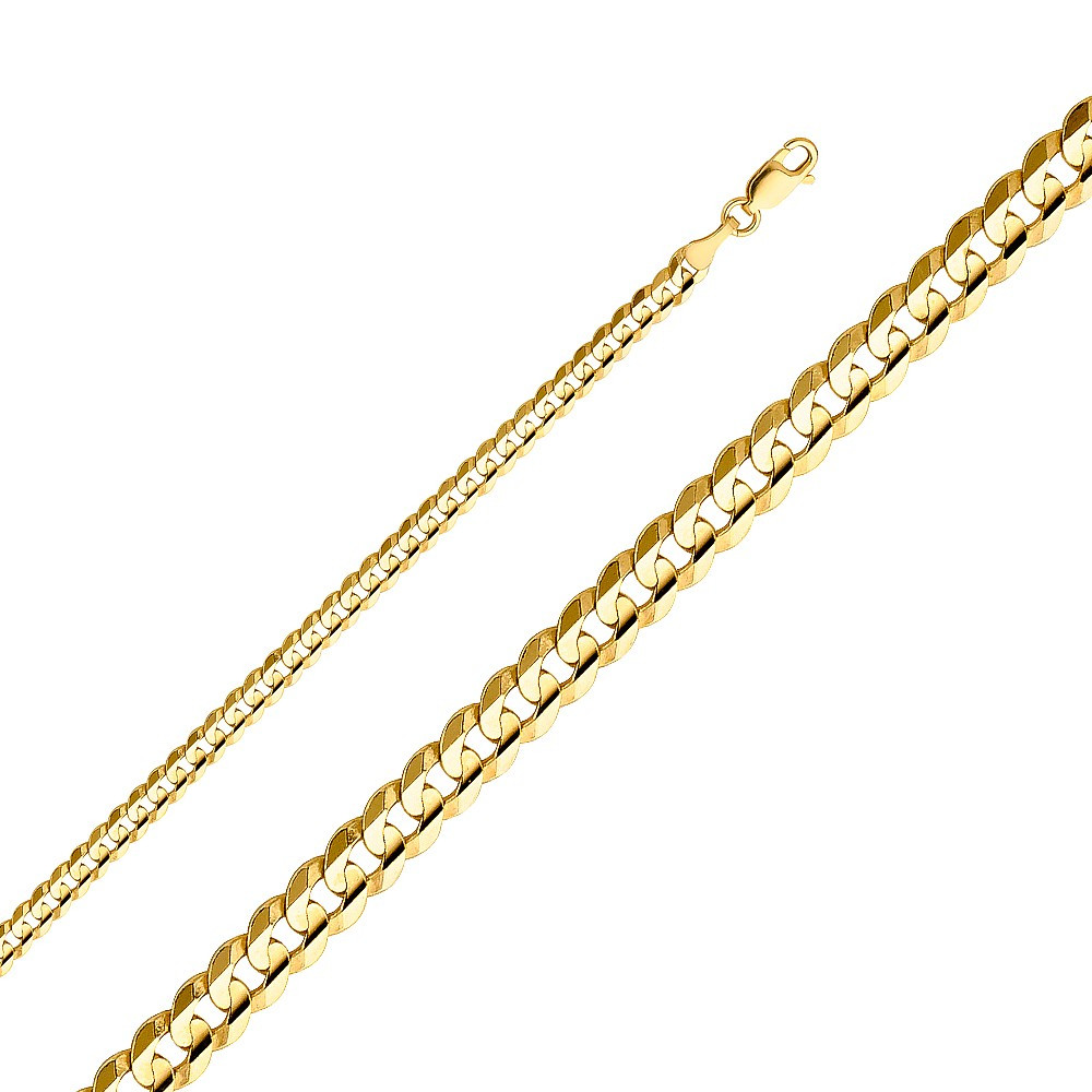 14k Gold 4mm Flat Curb Chain 22 Inches 