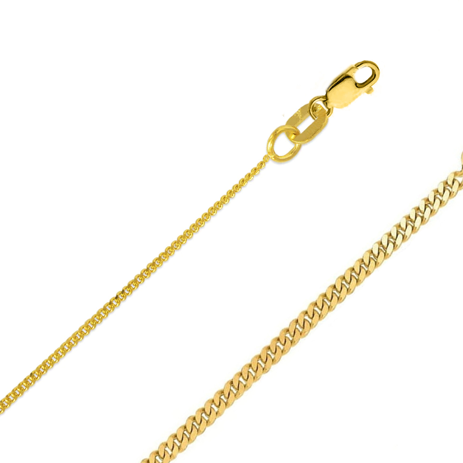 14K Gold 1.5mm Flat Curb Chain 30 Inches