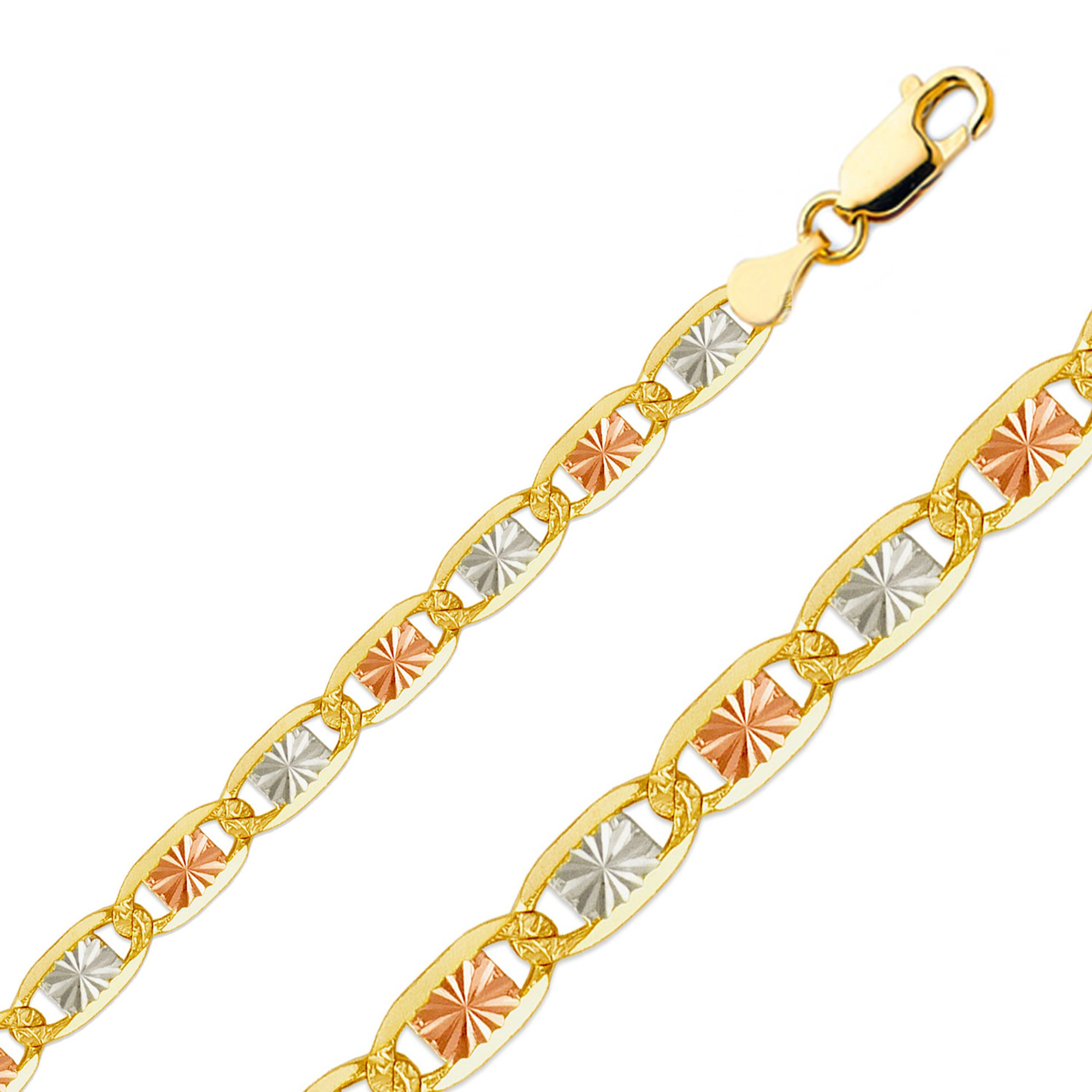 14k Gold 5mm Tri-color Valentino Chain 