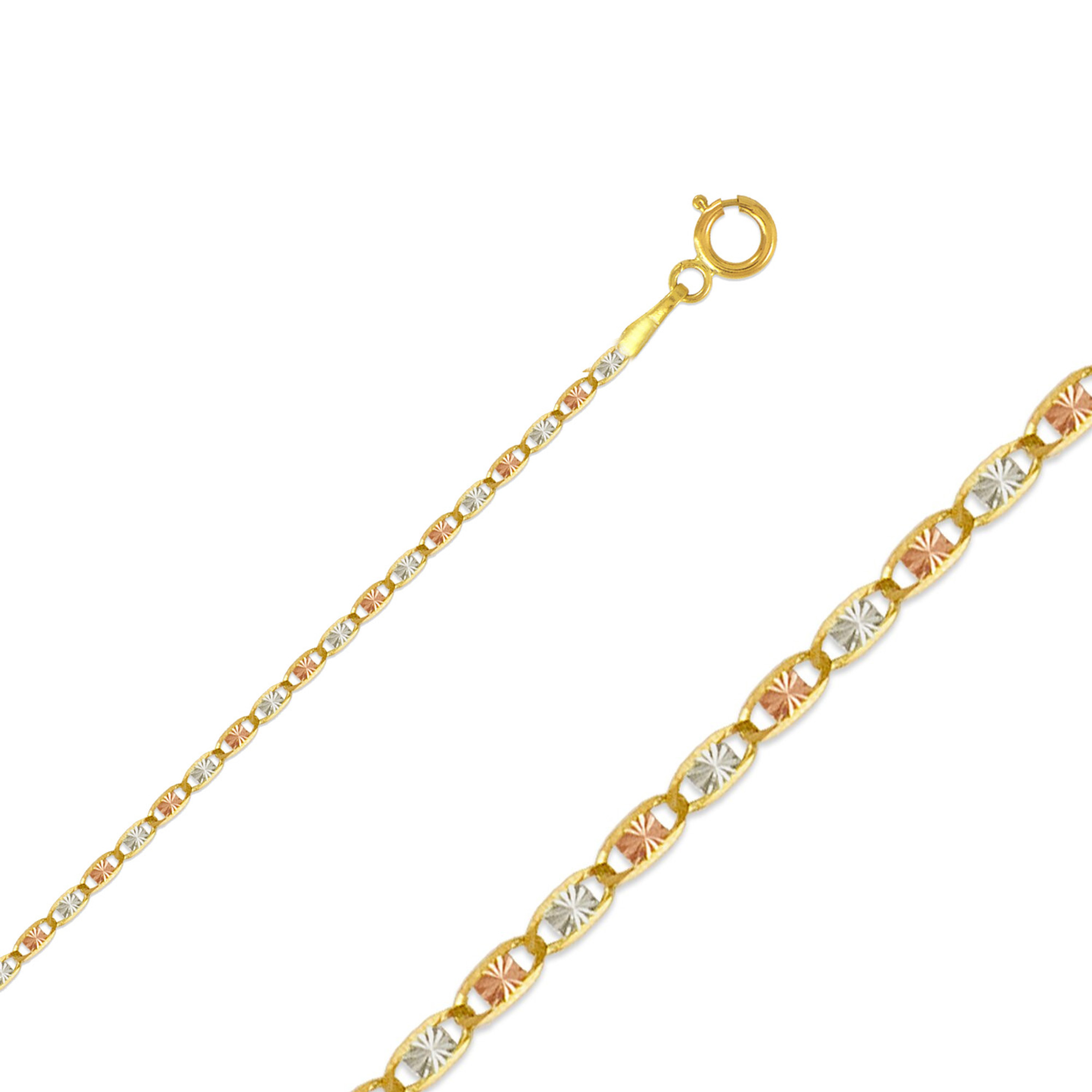 14k Gold 2mm Tri-color Valentino Chain 24 Inches | Sarraf.com