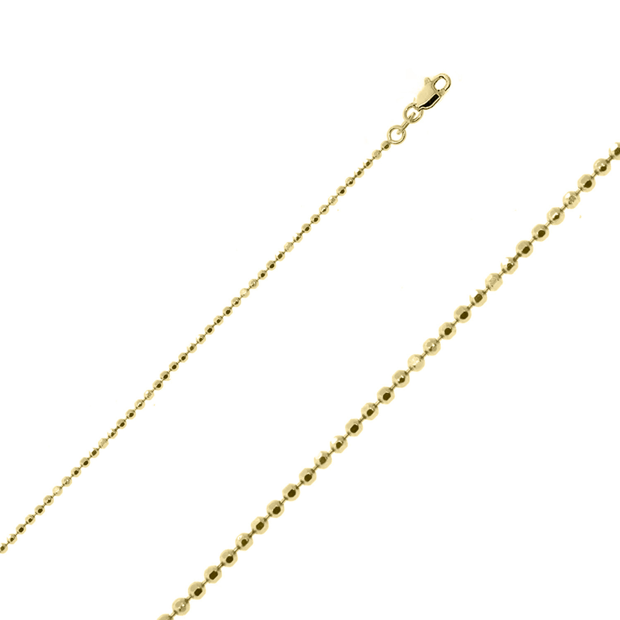 14K Yellow Gold 1.2mm Diamond Cut Ball Chain 18 Inches