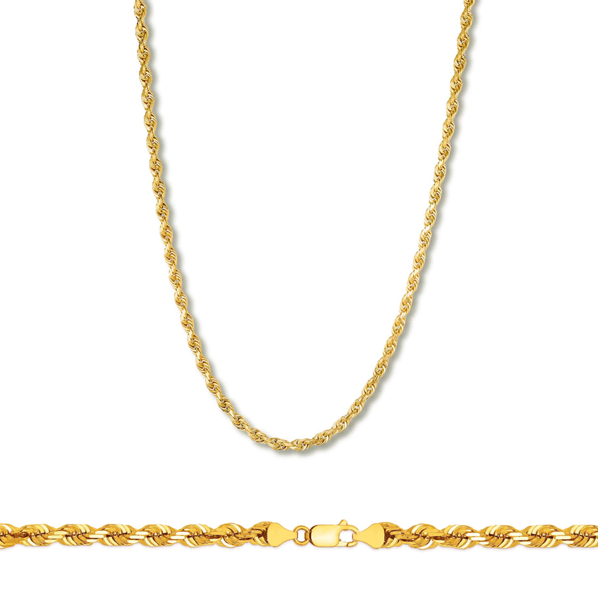 14k Gold 3mm Italian Diamond Cut Rope Chain 24 Inches | Sarraf.com