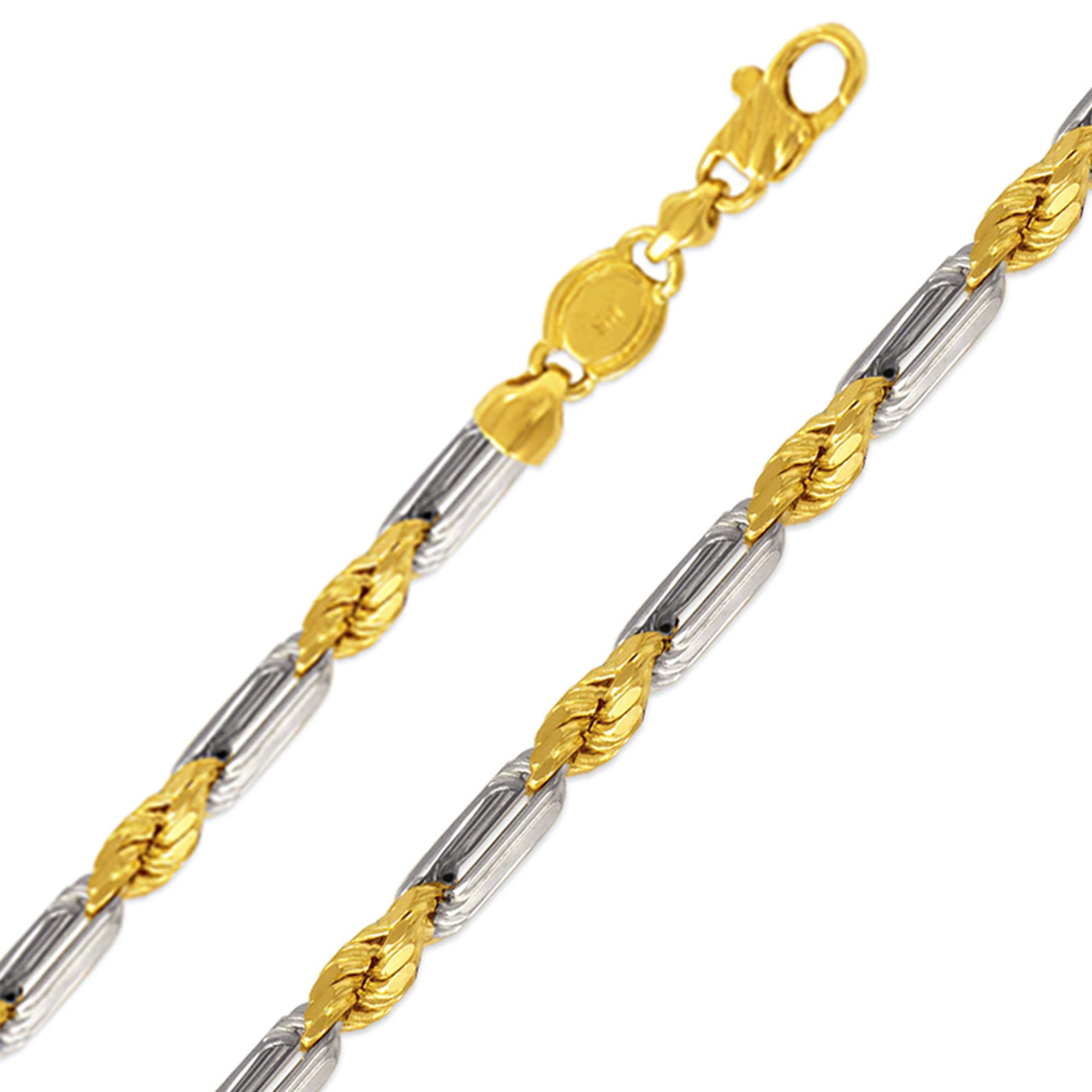 Rope Chain Bracelet 14K White Gold 8 Length