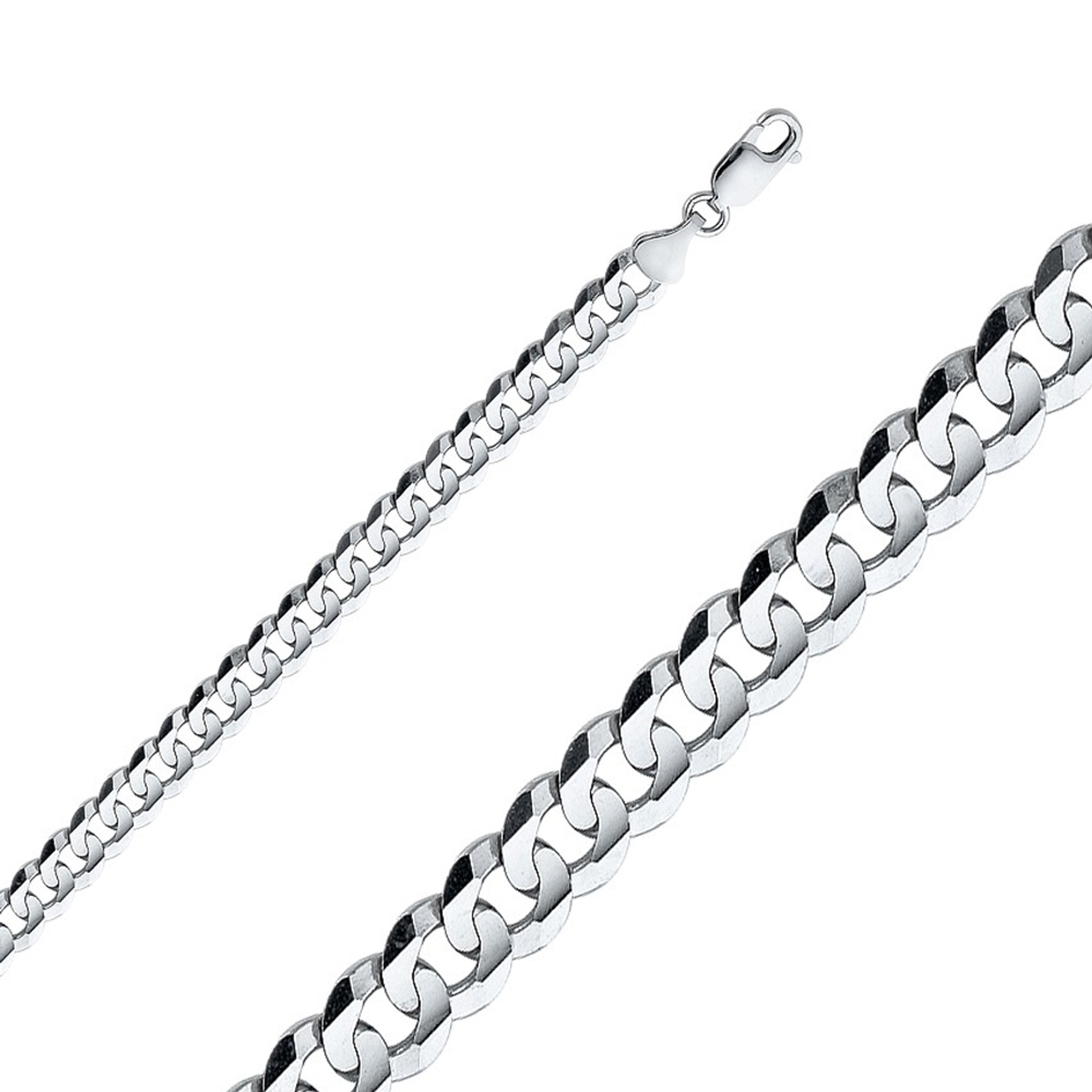 14K White Gold Flat Curb Chain Bracelet (8) - American Jewelry