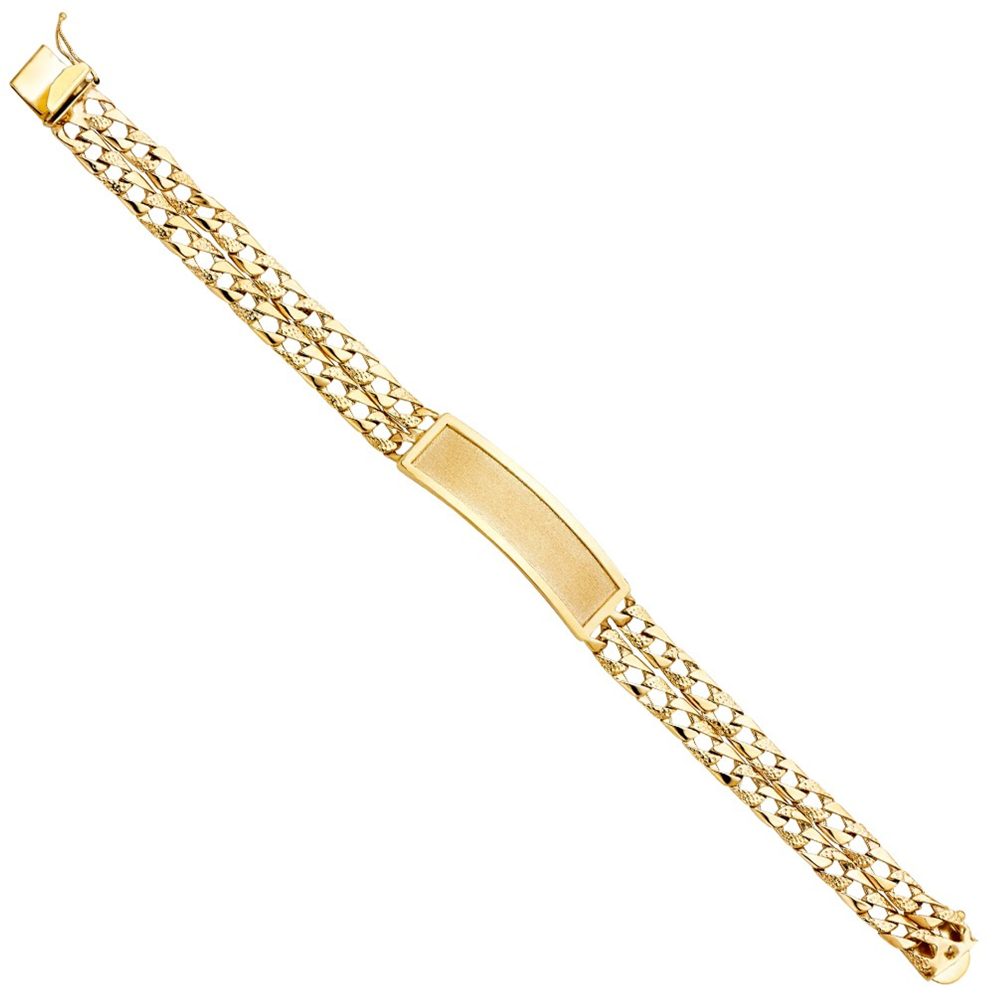 14k Gold 12mm Two Line Id Link Bracelet 8 Inches | Sarraf.com