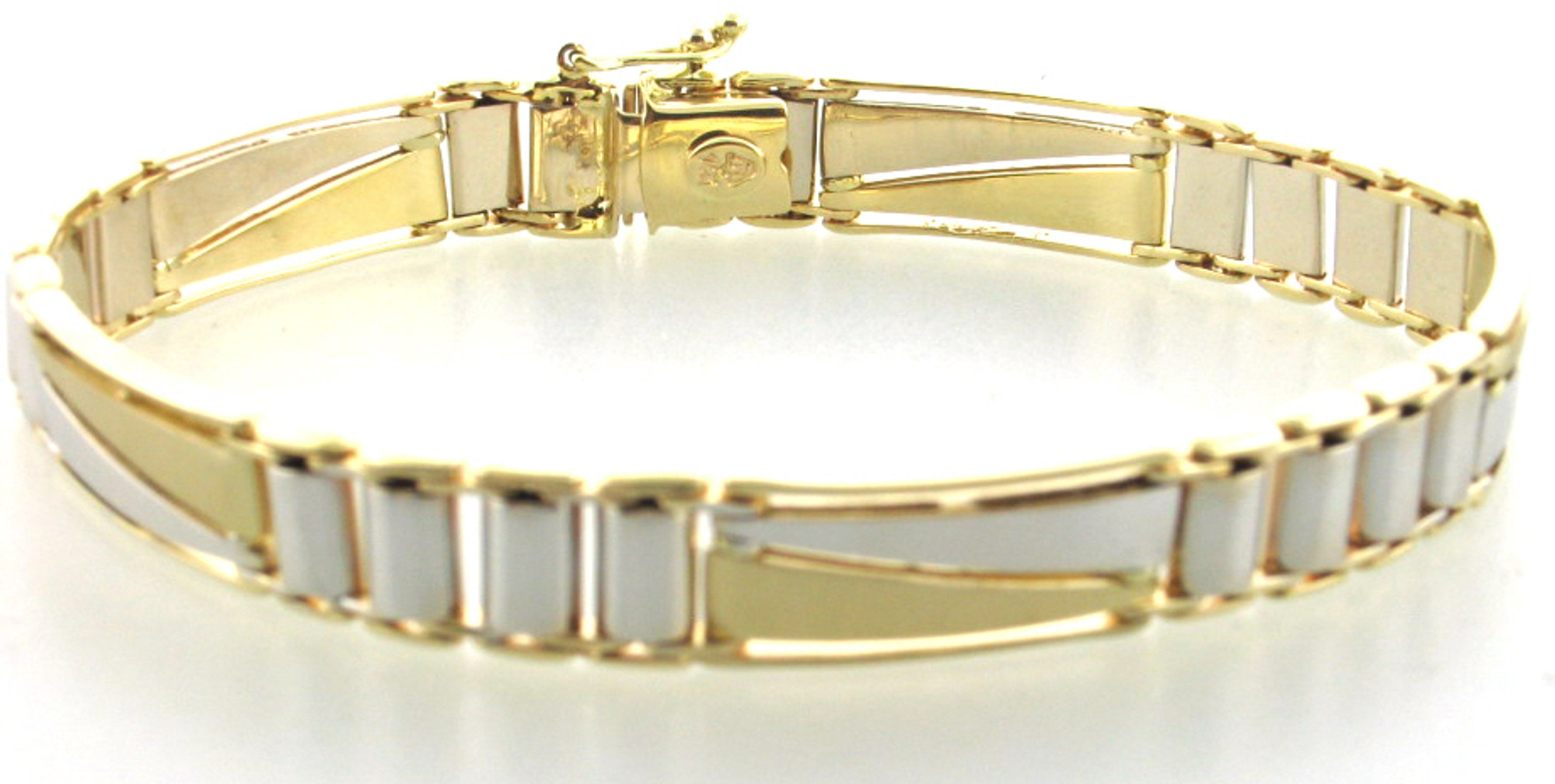 Mens 10K Yellow Gold Real Diamond 21mm Fancy Statement Bracelet 8.5