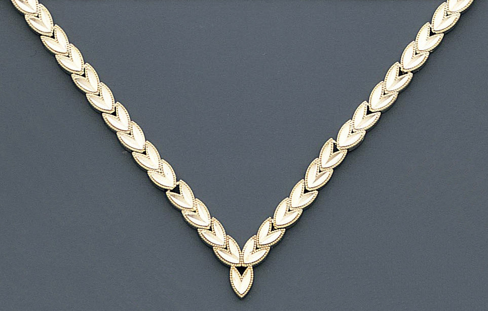 14k Gold 4mm Diamond Cut Vnecklace 16 Inches