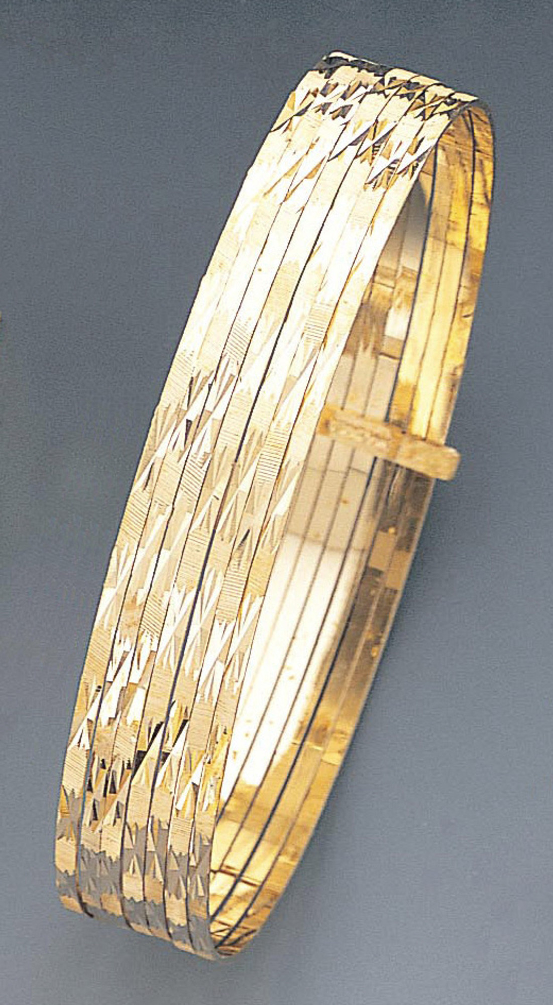 14k Yellow Gold Seven Days Diamond Cut Bangle Bracelet , Size 8.5-9 - Etsy