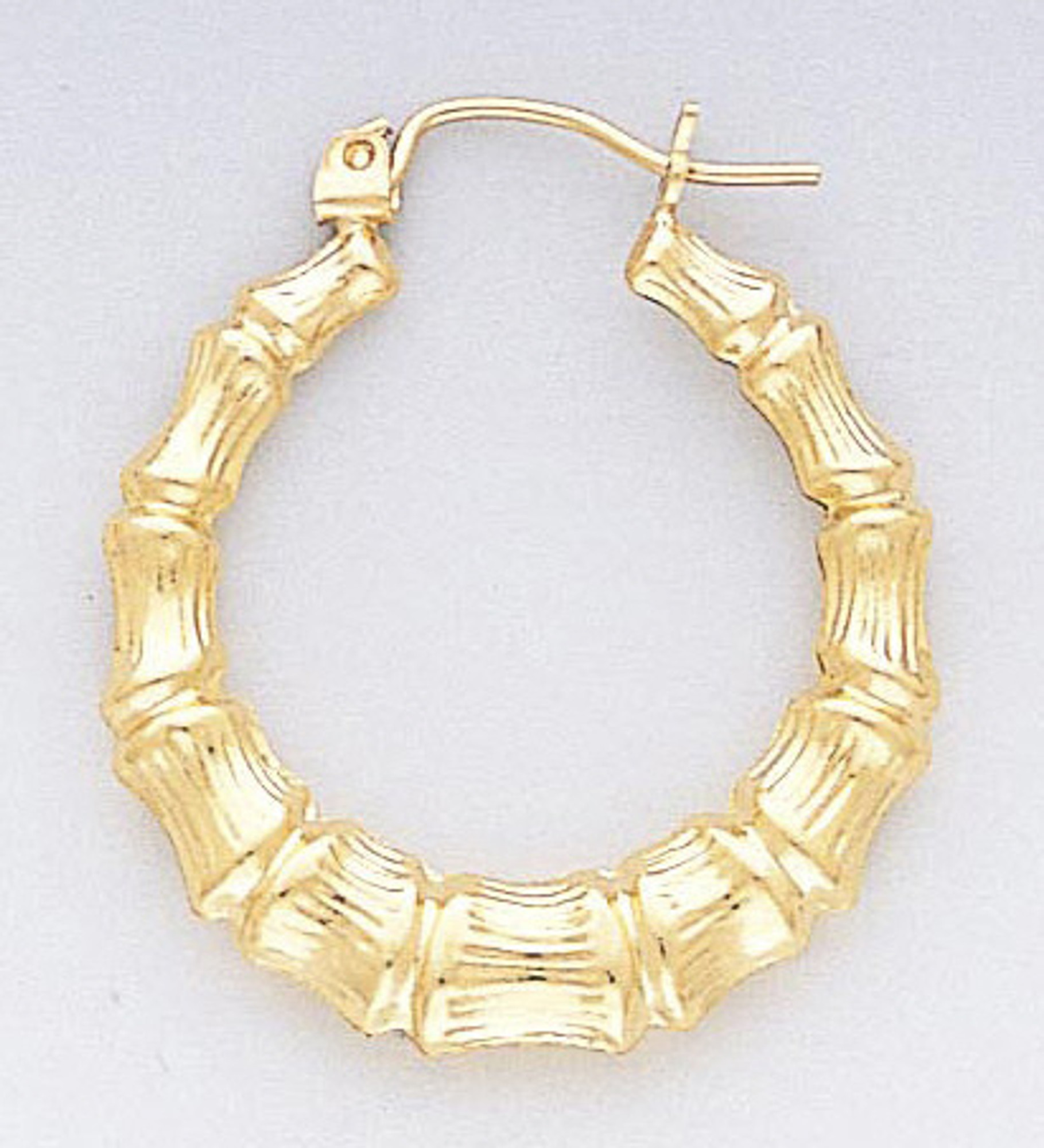 9ct Yellow Gold and Silverfilled with Bamboo Hoop Earrings  Zamels