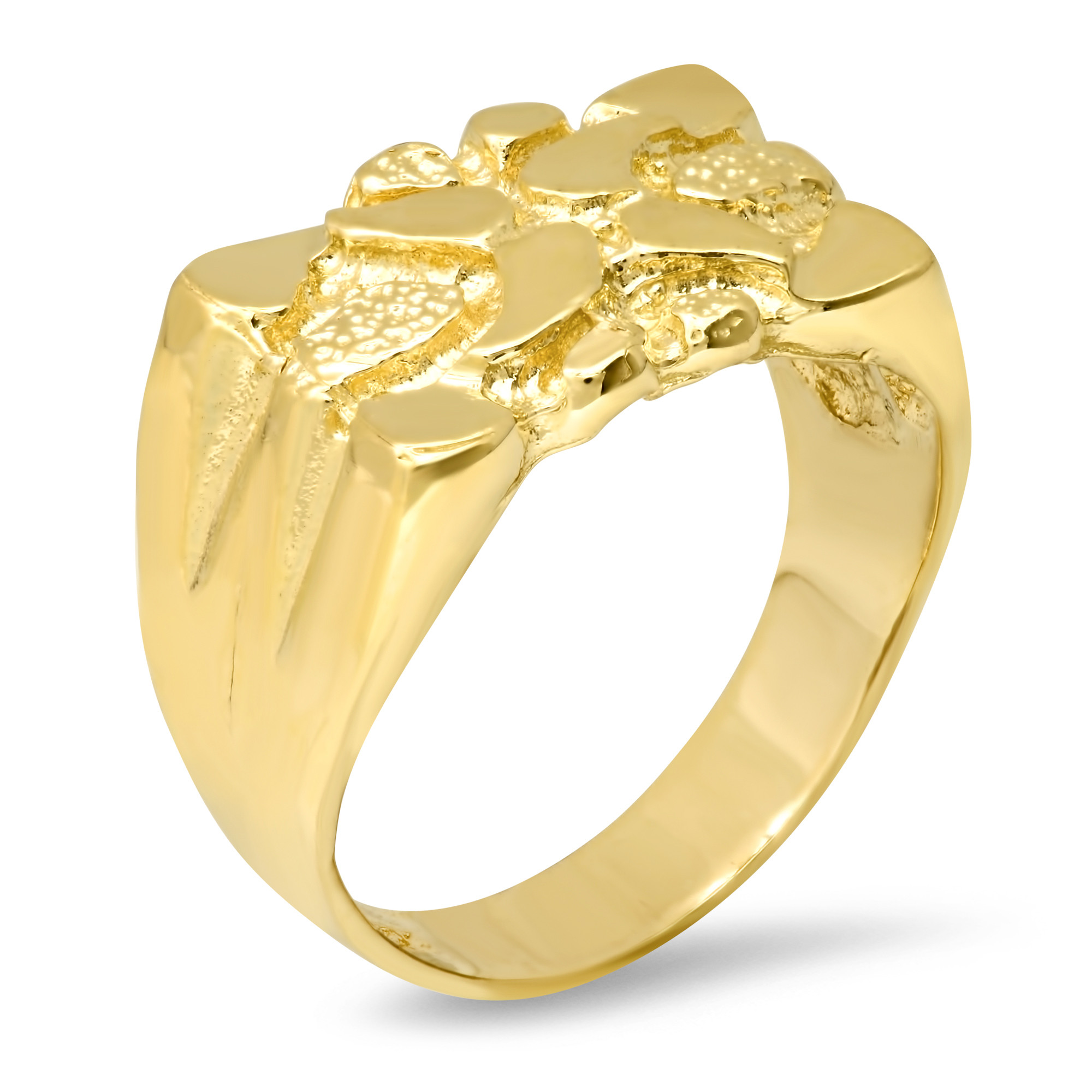 14k Gold 12.0mm Men's Nugget Ring | Sarraf.com