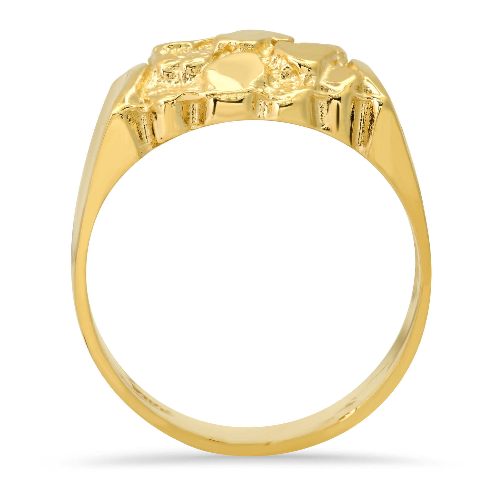 14k Gold 11mm Men's Nugget Ring | Sarraf.com