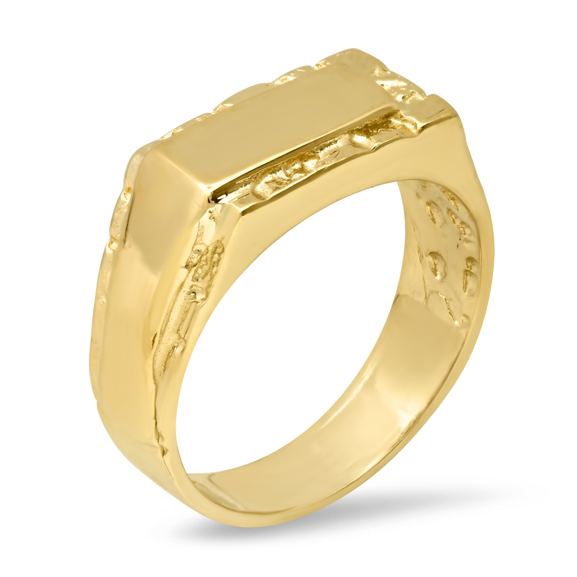 14k Gold 9mm Wide Men's Nugget Ring | Sarraf.com