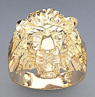 14k Gold Men's Lion Ring