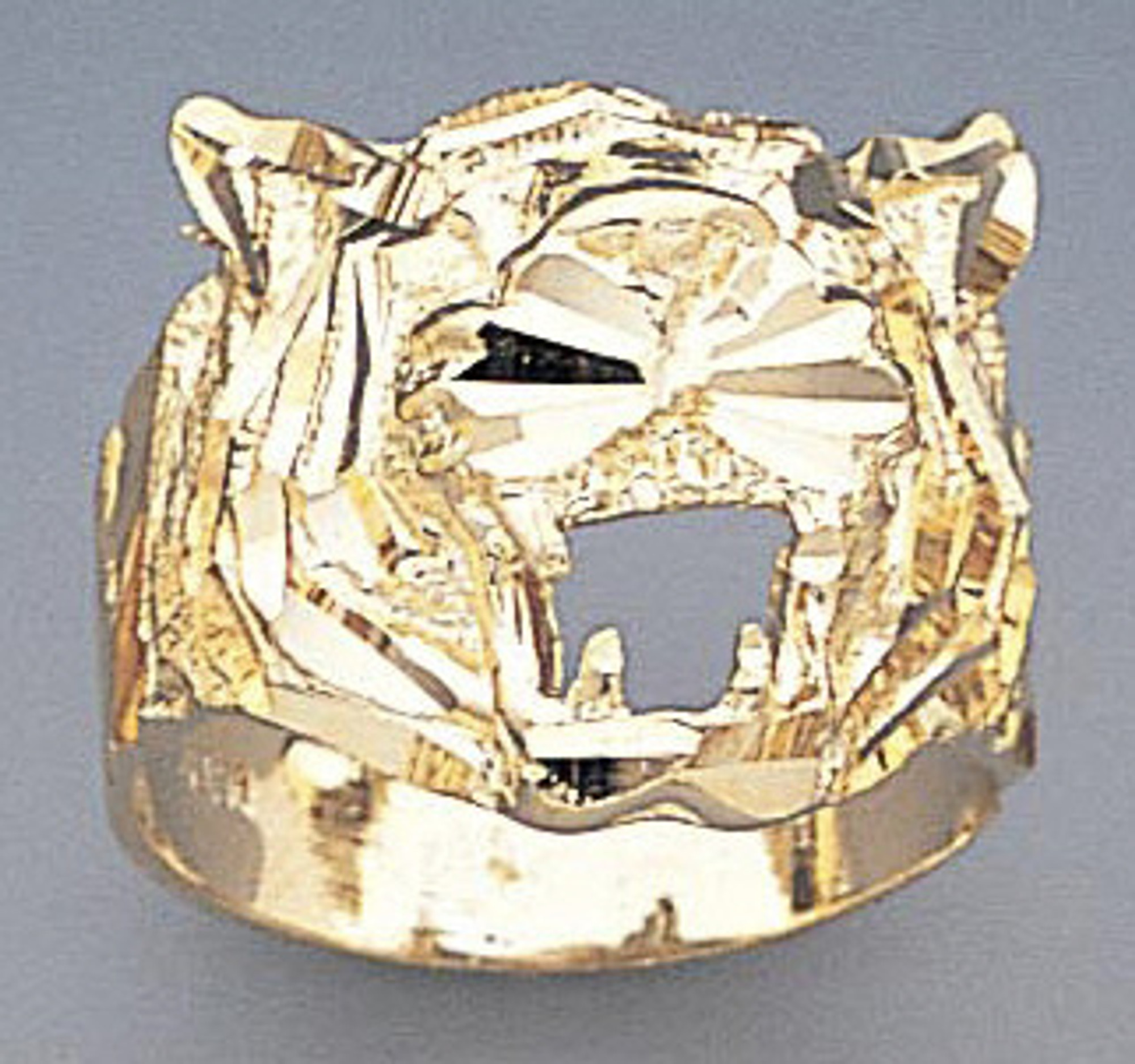 Tiger's Face Shaped Gents Ring 14k Yellow Gold - AZ17892