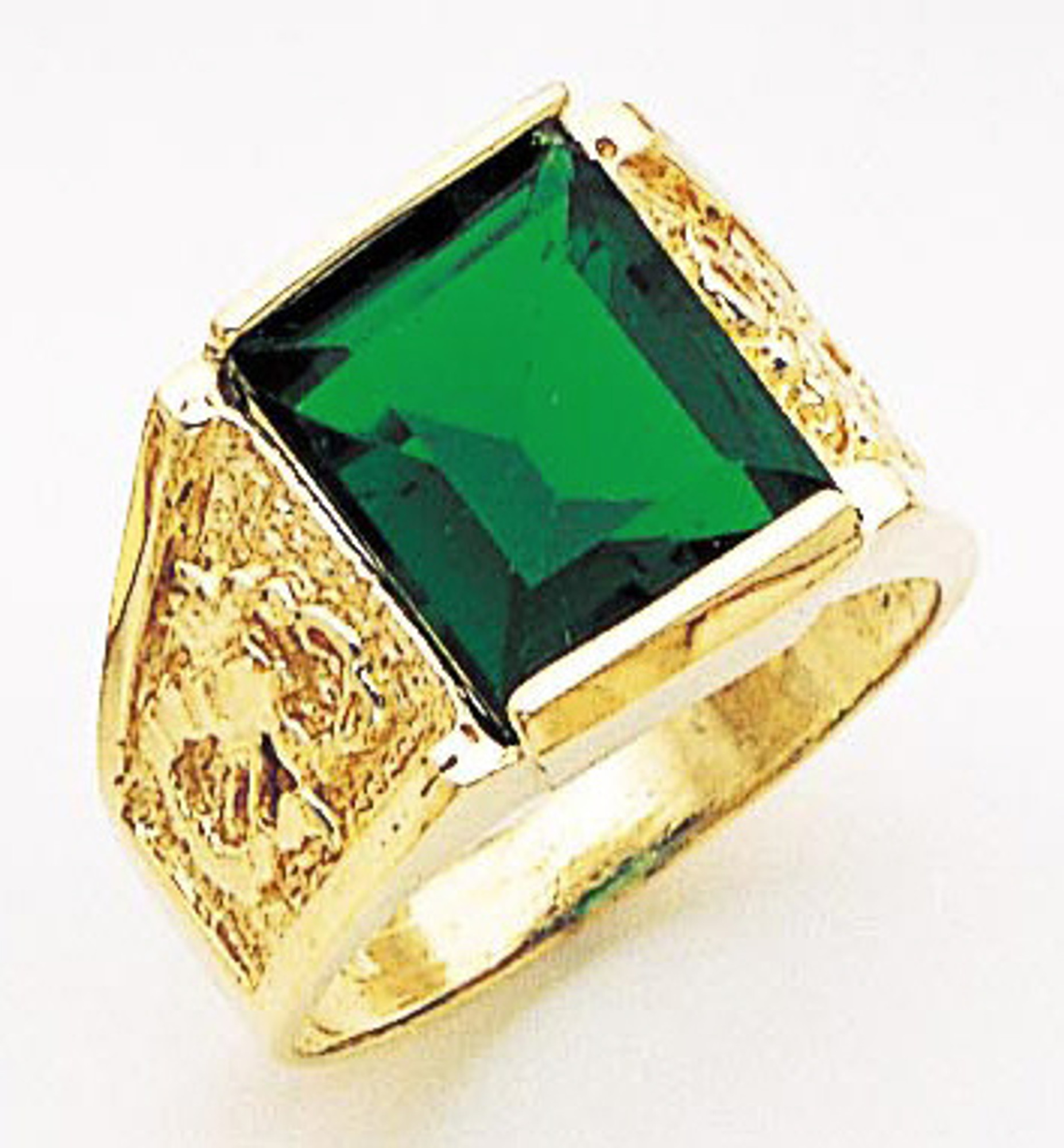Square Emerald Men's Ring in Sterling Silver|Cindy Men's Ring with Princess Cut Emerald