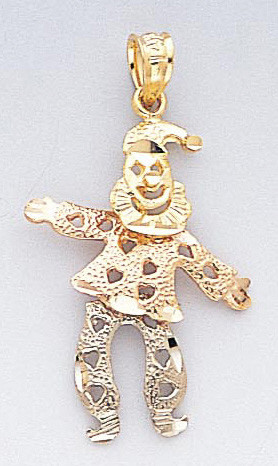 14k Gold Tri-color Clown Pendant 18mm W 