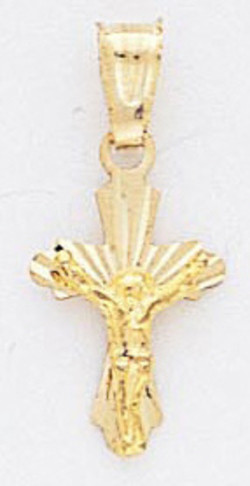 14k Gold Crucifix Pendant 9mm W X 20mm 
