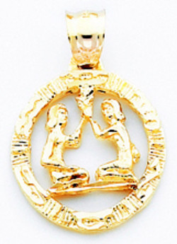 14k Gold Framed Gemini Zodiac Pendant