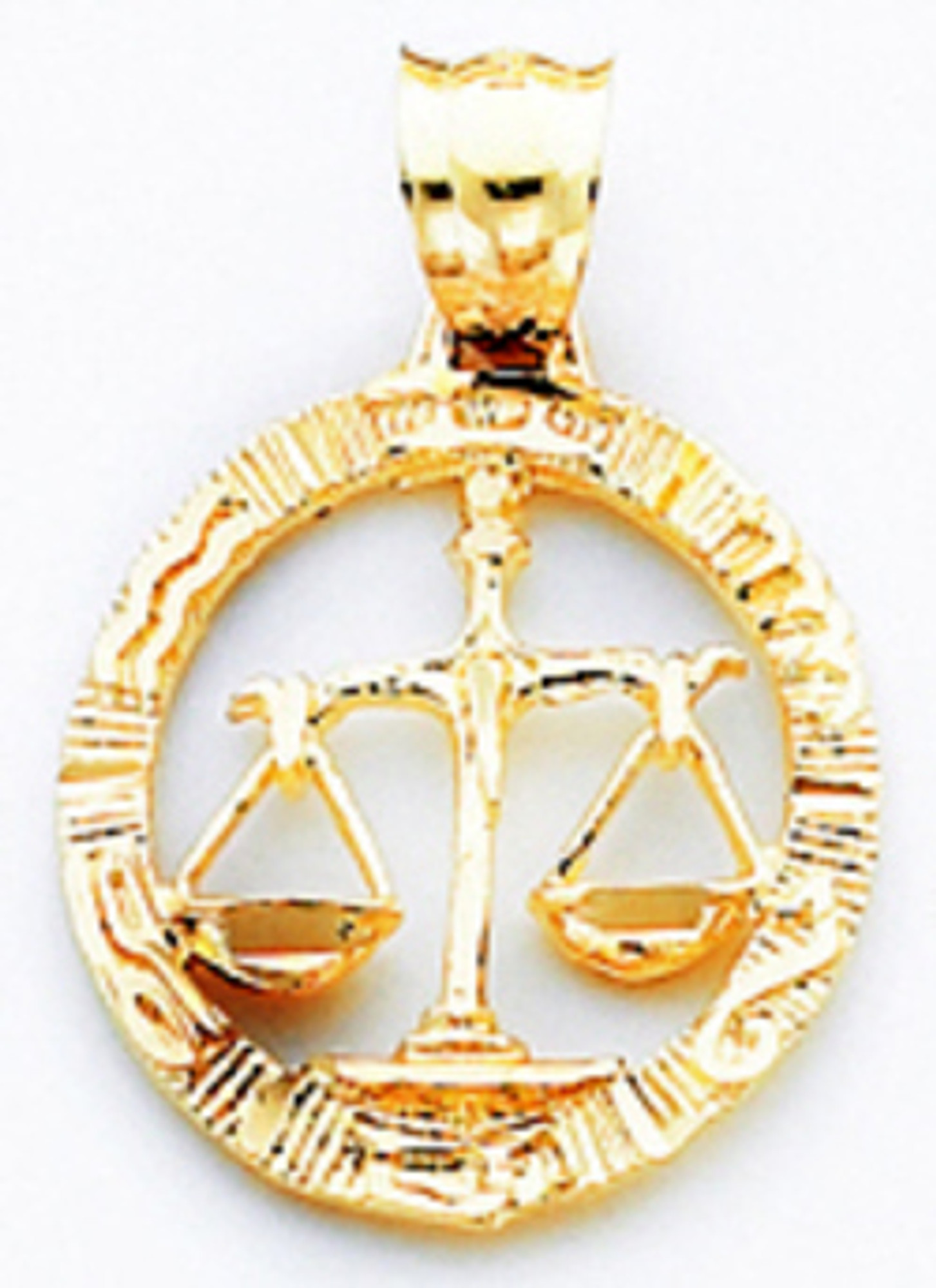 14k Gold Framed Libra Zodiac Pendant | Sarraf.com