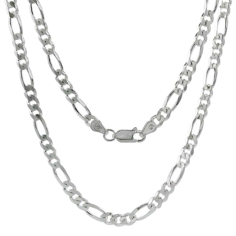 Sterling Silver "Nickel Free" 4.5mm Figaro Chain 20"