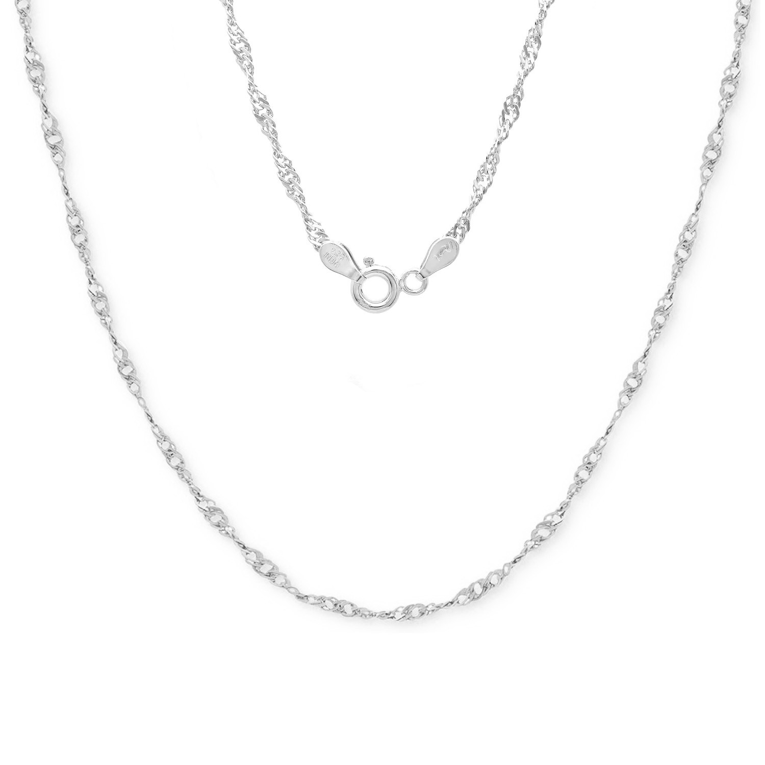 Sterling Silver (Nickel Free) 3 Mm Singapore Chain 22 Inches