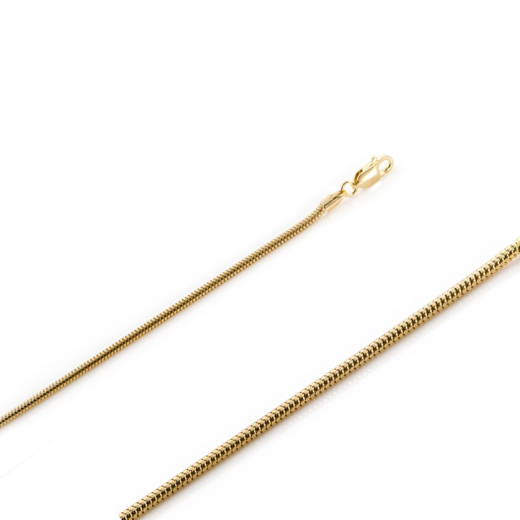 18K Yellow Gold 1.6mm Round Snake Chain 30 Inches