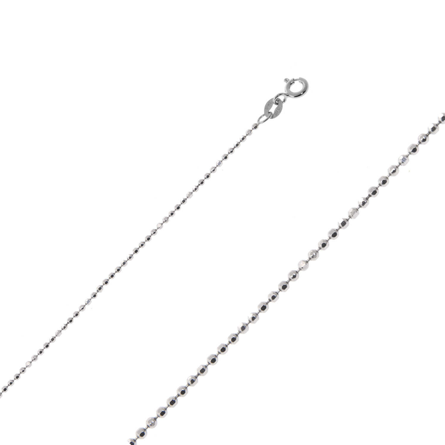 14k White Gold (Nickel Free) 1mm Faceted Ball Chain 20 Inches
