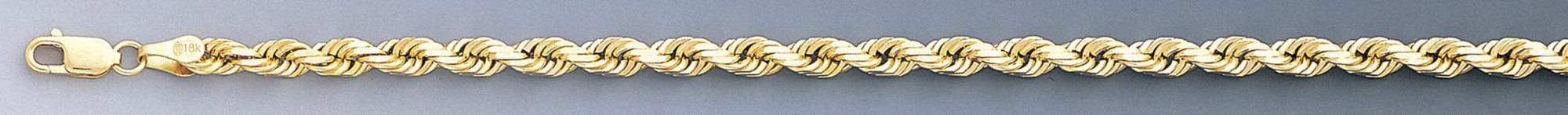 18k Gold 5mm Italian Diamond Cut Rope Chain 22 Inches