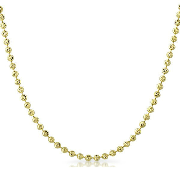 14K Yellow Gold 2.0mm Diamond Cut Ball Chain 16 Inches