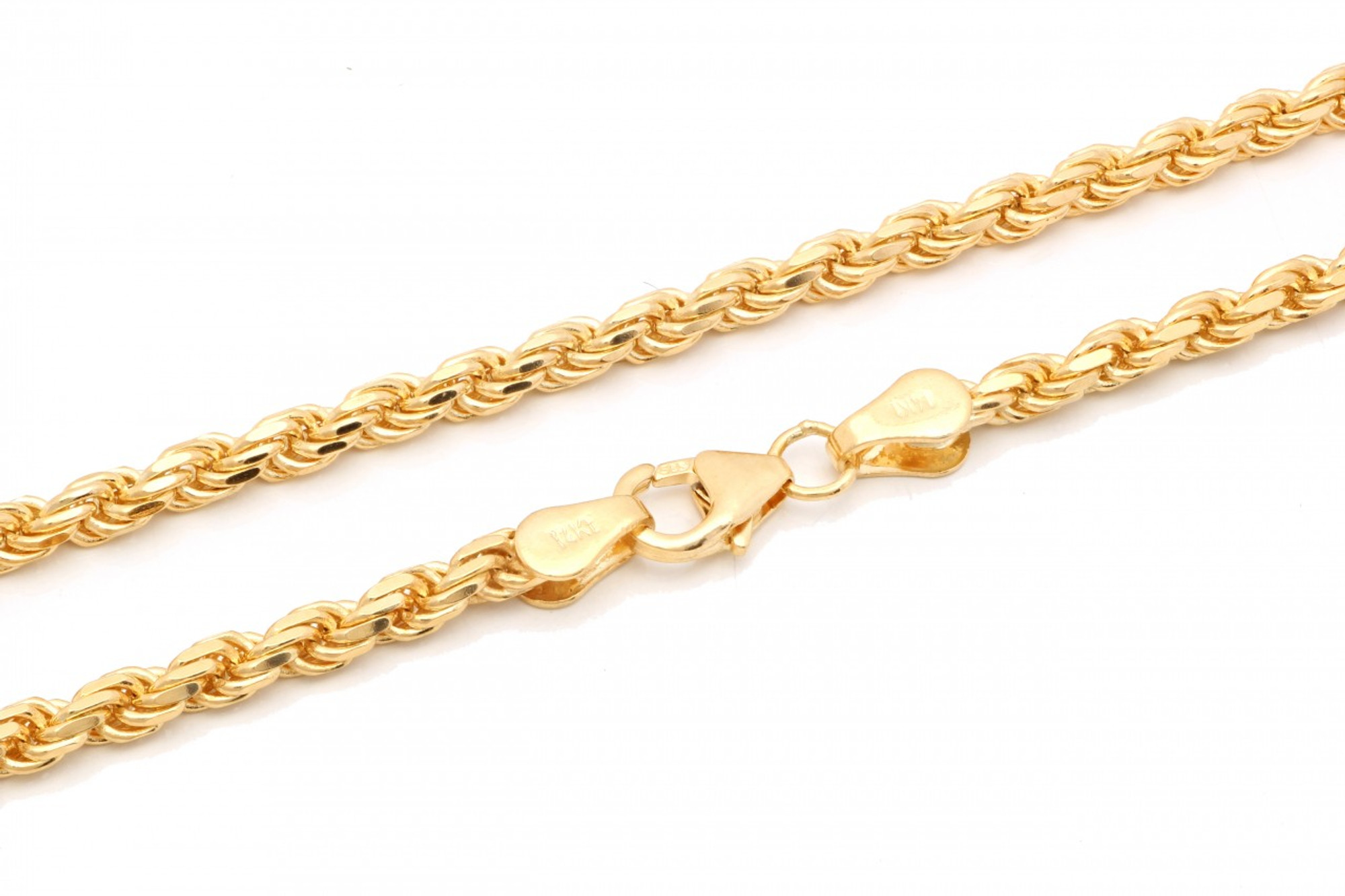 14k Gold 3.5mm Italian Diamond Cut Rope Chain 16 Inches