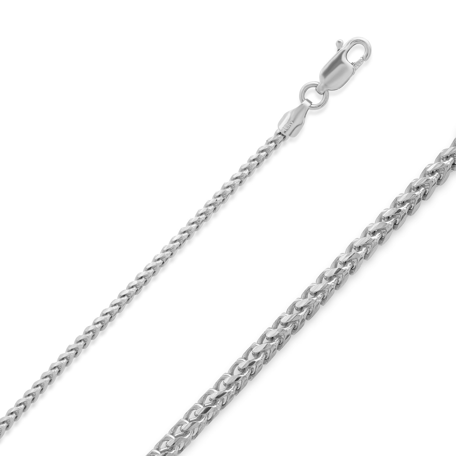 14k White Gold 1.5mm Diamond Cut Franco 